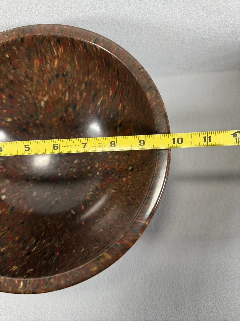Vintage Melanine Mixing Bowl in Speckled Brown and Multicolor Flecks. #118 USA